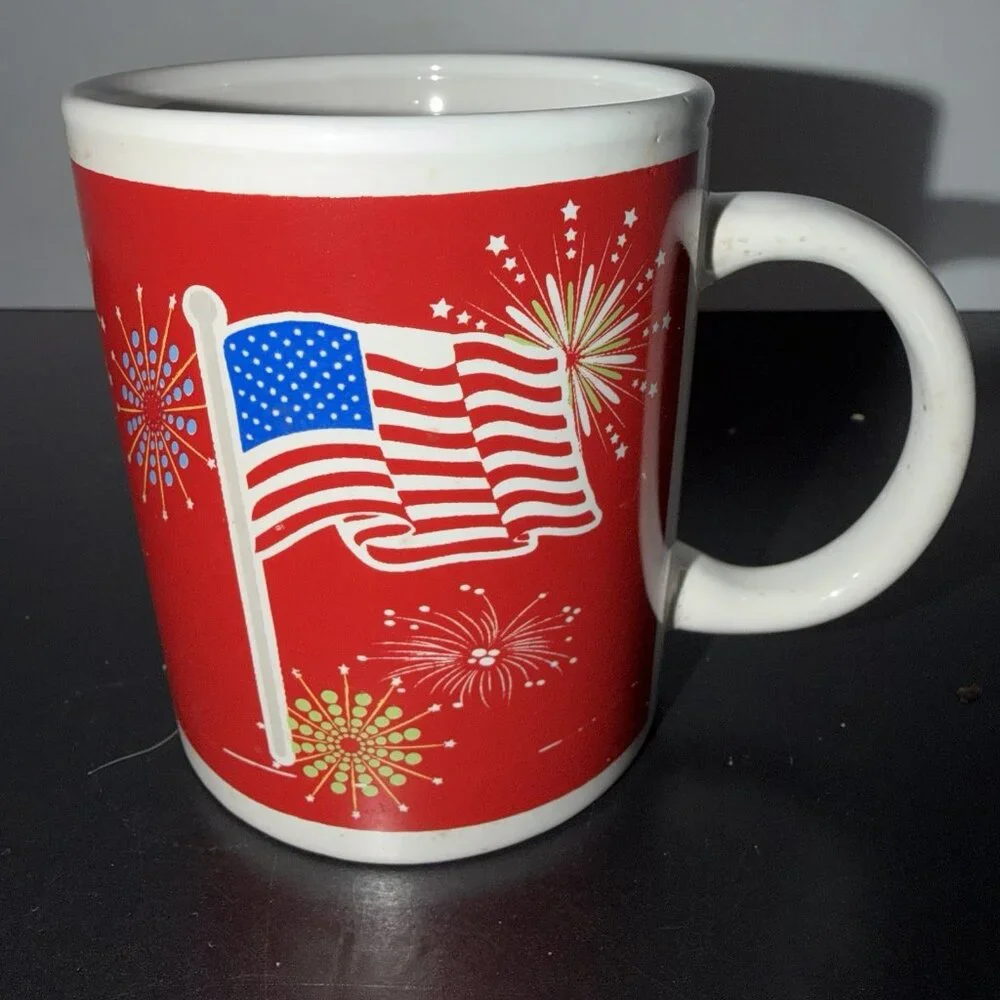 Coffee Mug Tea Mug Water Cup Ceramic Gift Mug American‎ Flag USA Patriotic